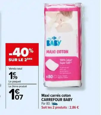 Carrefour Maxi carrés coton carrefour baby offre