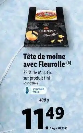 Lidl Tête de moine avec fleurolle deluxe offre