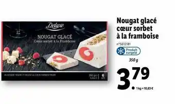 Lidl Nougat glacé cœur sorbet à la framboise deluxe offre
