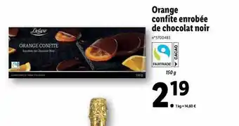 Lidl Orange confite enrobée de chocolat noir deluxe offre