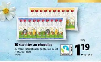 Lidl 10 sucettes au chocolat offre