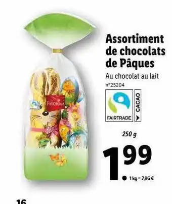 Lidl Assortiment de chocolats de pâques favorina offre