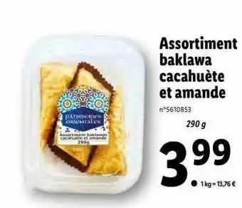 Lidl Assortiment baklawa cacahuète et amande offre