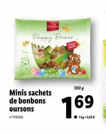 Lidl Minis sachets de bonbons oursons favorina offre