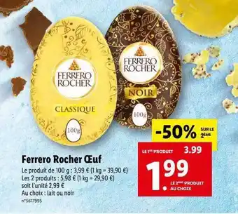 Lidl Ferrero rocher œuf offre
