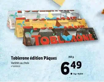 Lidl Toblerone édition pâques offre