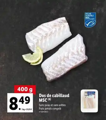 Lidl Dos de cabillaud msc offre