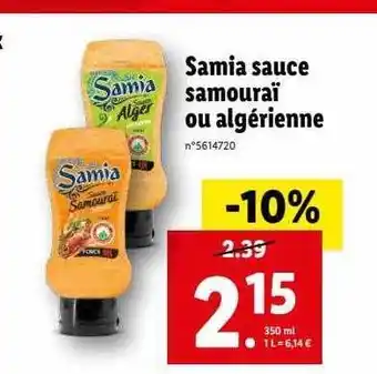 Lidl Samia sauce samouraï ou algérienne offre