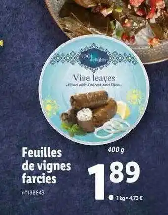 Lidl Feuilles de vignes farcies offre