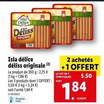 Lidl Isla délice déliss originale offre