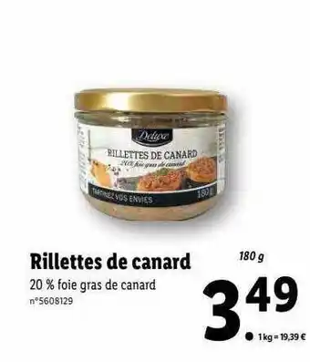 Lidl Rillettes de canard deluxe offre