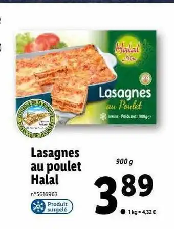 Lidl Lasagnes au poulet halal offre