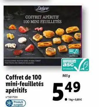 Lidl Coffret de 100 mini-feuilletés apéritifs deluxe offre