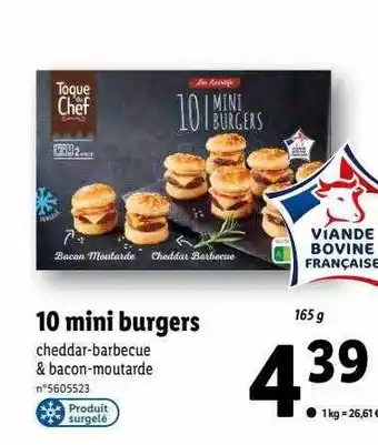 Lidl 10 mini burgers toque du chef offre
