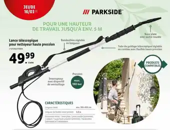 Lidl Lance télescopique pour nettoyeur haute pression parkside offre