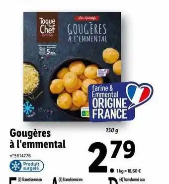 Lidl Gougères à l'emmental toque du chef offre