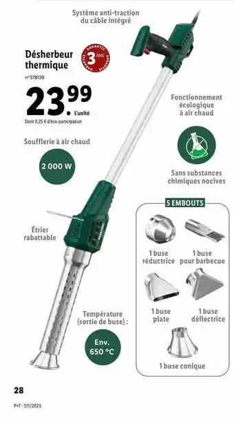 Lidl Désherbeur thermique offre
