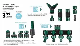 Lidl Sélecteur 4 voies ou raccords pour tuyau offre