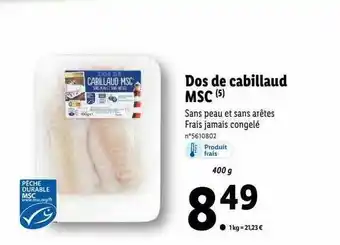 Dos de cabillaud msc