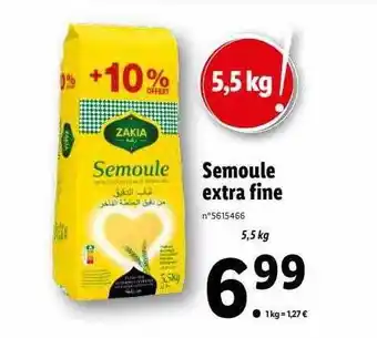 Lidl Semoule extra fine zakia offre