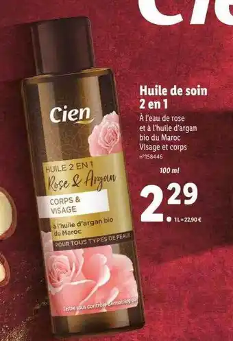 Lidl Huile de soin 2 en 1 cien offre