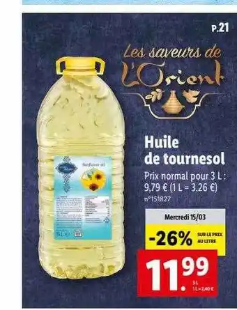 Lidl Huile de tournesol offre