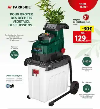 Lidl Broyeur de végétaux à rotor parkside offre