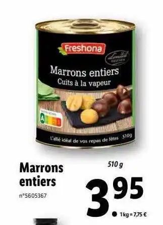 Lidl Marrons entier freshona offre