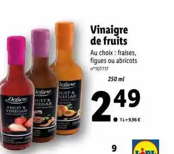 Lidl Vinaigre de fruits deluxe offre