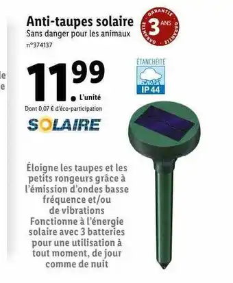 Lidl Anti-taupes solaire offre