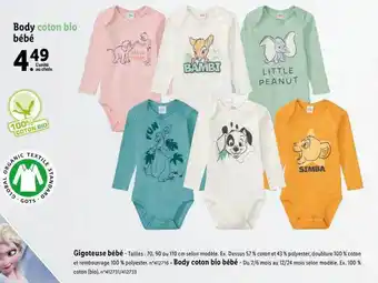Lidl Body coton bio bébé offre