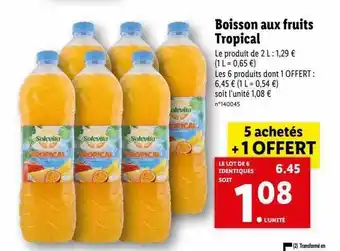 Lidl Boisson aux fruits tropical solevita offre