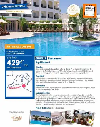 Lidl Tunisie hammamet : royal nozha 4* offre