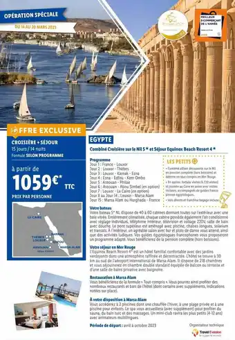 Lidl Egypte : combiné croisière sur le nil 5* et séjour équinox beach resort 4* offre