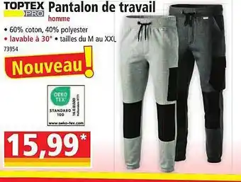 Norma Pantalon de travail homme toptex pro offre