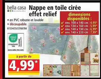 Norma Nappe en toile cirée effet relief bella casa offre