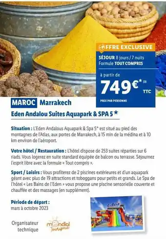 Lidl Maroc marrakech : eden andalou suites aquapark & spa 5* offre