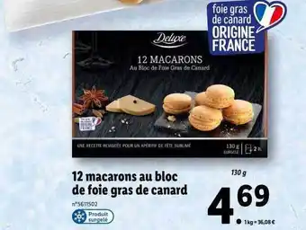 Lidl 12 macarons au bloc de foie gras de canard deluxe offre