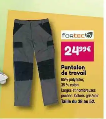 Point Vert Pantalon de travail fortec offre