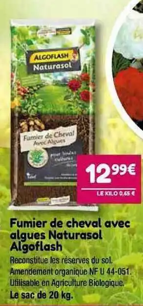 Fumier de cheval avec algues naturasol algoflash