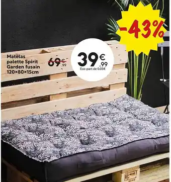Maxi Bazar Matelas palette spirit garden fusain 120 x 80 x 15 cm offre