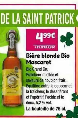 Point Vert Bière blonde bio mascaret offre