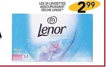 Les 34 lingettes assouplissant sĂšche linge lenor