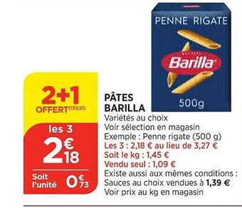 Maximarché Pâtes barilla offre