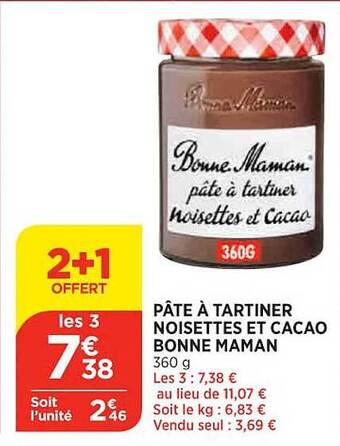 Maximarché Pâte à tartiner noisettes et cacao bonne maman offre