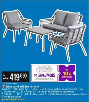 Cora x Carrefour Mobilier de jardin en acier offre