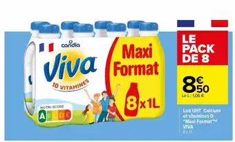 Carrefour Lait uht calcium et vitamines d maxi format viva offre