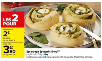 Carrefour Escargotin epinard chevre offre