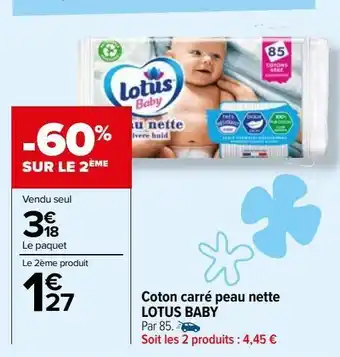 Coton carre peau nette lotus baby