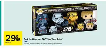 Carrefour Pack de 4 figurines pop star wars retro offre